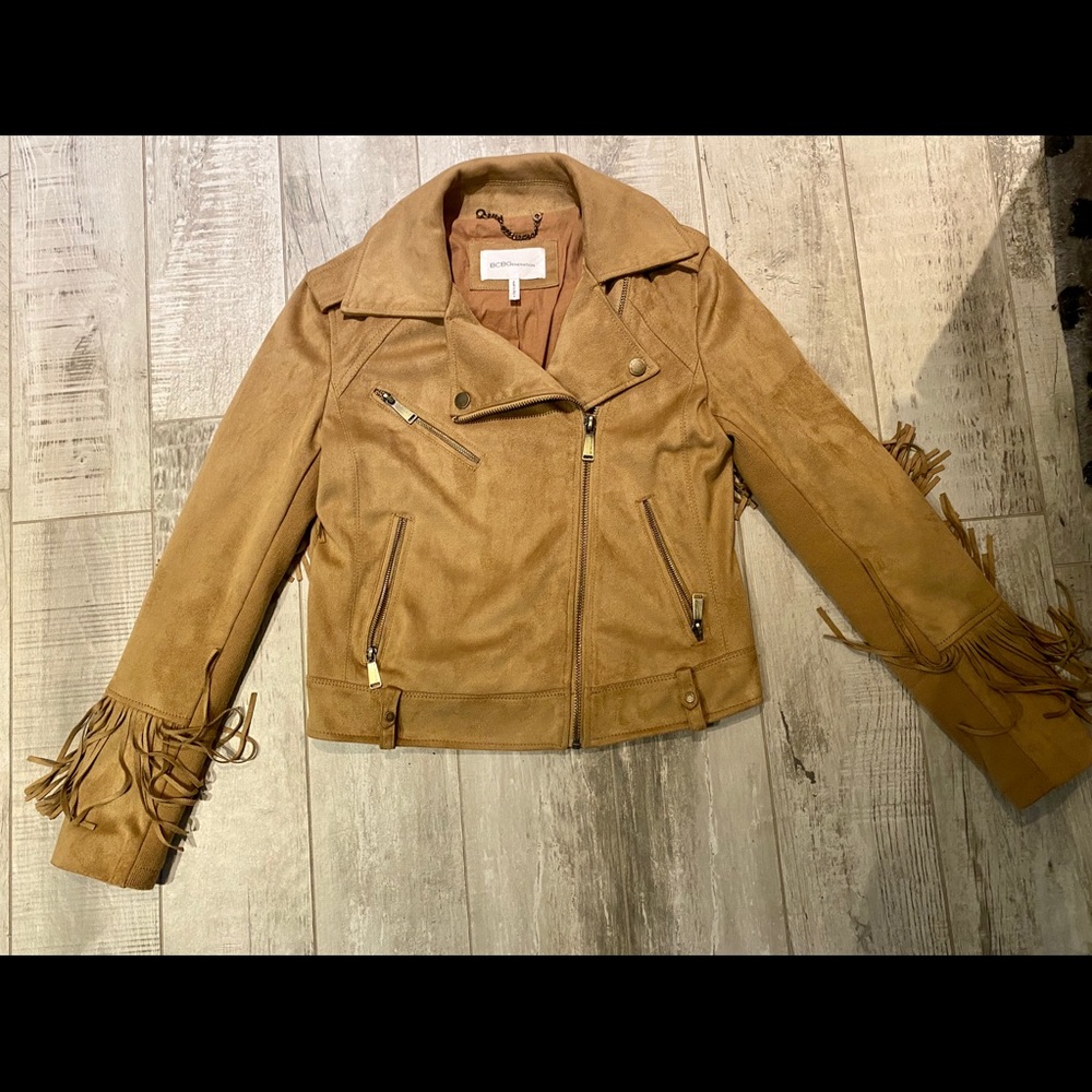 BCBGeneration Faux Suede Fringe Jacket